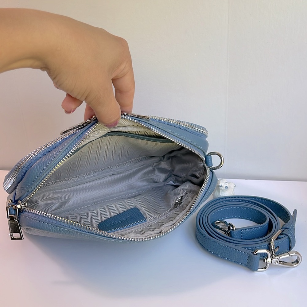 befen RFID Genuine Leather Crossbody Bag In Blue - Picture 14 of 14
